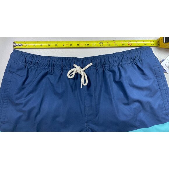 Trinity Coast Mens XLT Swim Shorts Blue & Aqua Color Block Elastic Waist - Picture 3 of 12